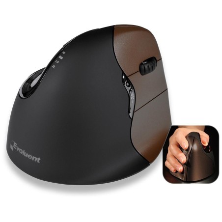 Evoluent VerticalMouse 4 Small Optisk Trådløs Sort Brun